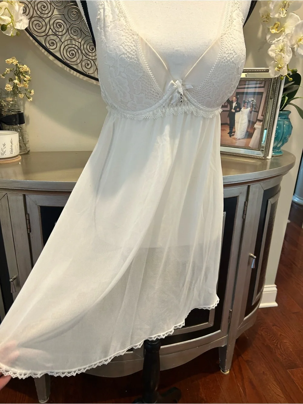 Sheer Lace Babydoll Chemise in Ivory